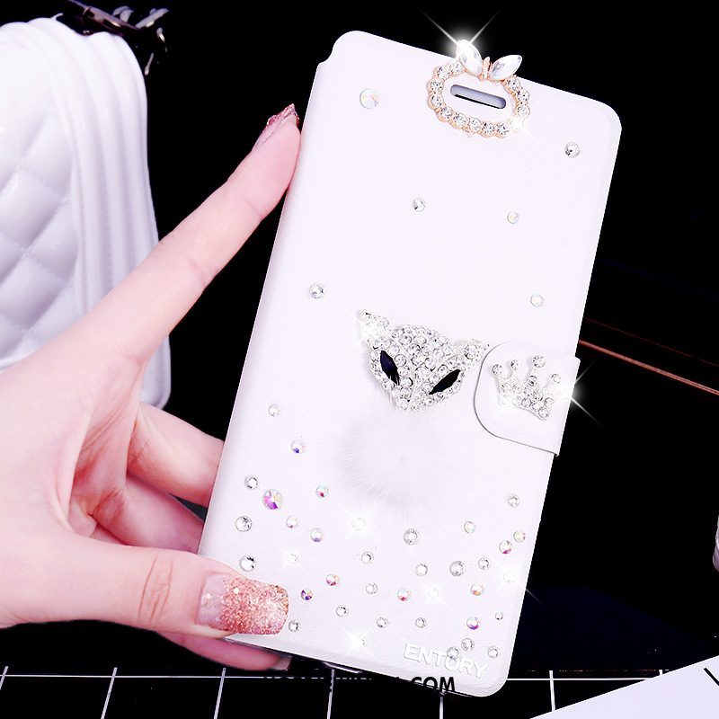 Samsung Galaxy S6 Edge Hoesje Strass Wit Folio, Samsung Galaxy S6 Edge Hoesje Leren Etui Ster