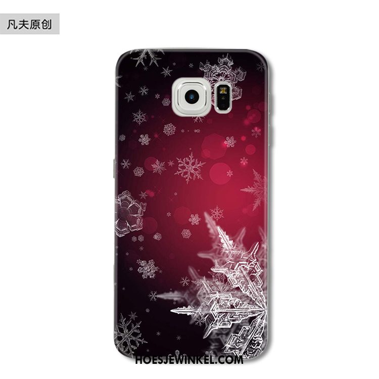 Samsung Galaxy S6 Edge Hoesje Zacht Kerstmis Bescherming, Samsung Galaxy S6 Edge Hoesje Blauw Sneeuwvlok