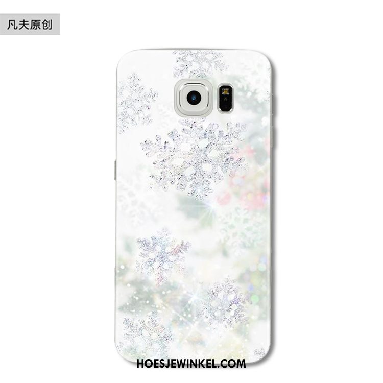 Samsung Galaxy S6 Edge Hoesje Zacht Kerstmis Bescherming, Samsung Galaxy S6 Edge Hoesje Blauw Sneeuwvlok