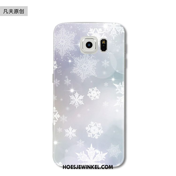 Samsung Galaxy S6 Edge Hoesje Zacht Kerstmis Bescherming, Samsung Galaxy S6 Edge Hoesje Blauw Sneeuwvlok