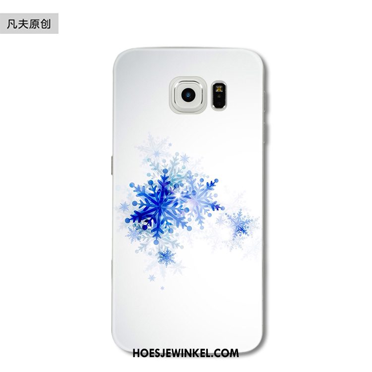 Samsung Galaxy S6 Edge Hoesje Zacht Kerstmis Bescherming, Samsung Galaxy S6 Edge Hoesje Blauw Sneeuwvlok