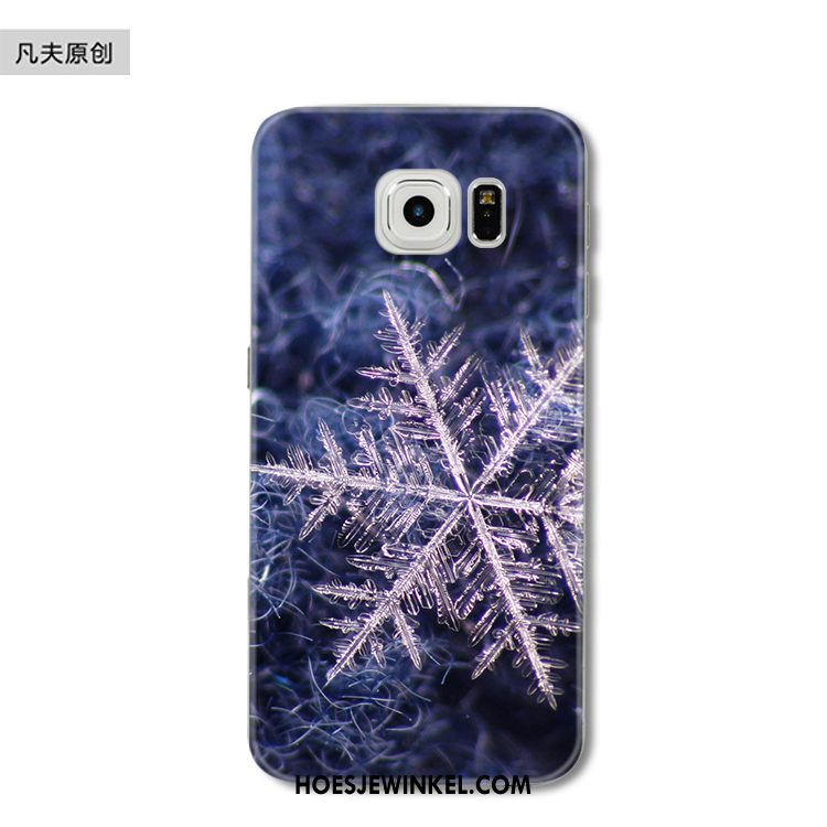 Samsung Galaxy S6 Edge Hoesje Zacht Kerstmis Bescherming, Samsung Galaxy S6 Edge Hoesje Blauw Sneeuwvlok