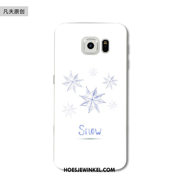 Samsung Galaxy S6 Edge Hoesje Zacht Kerstmis Bescherming, Samsung Galaxy S6 Edge Hoesje Blauw Sneeuwvlok