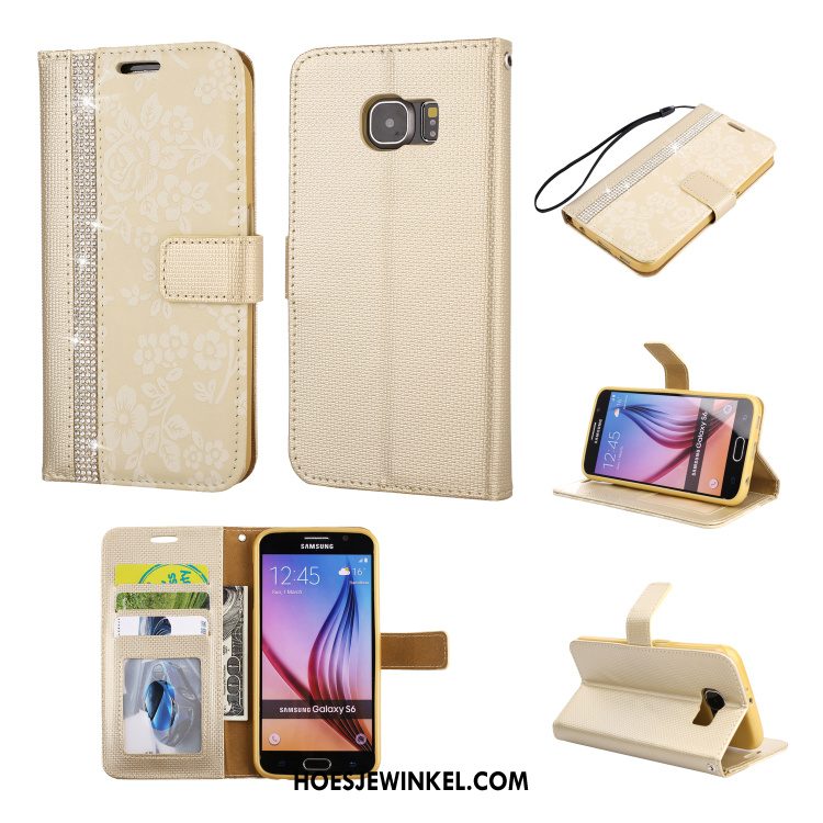 Samsung Galaxy S6 Hoesje All Inclusive Ster Hoes, Samsung Galaxy S6 Hoesje Clamshell Goud