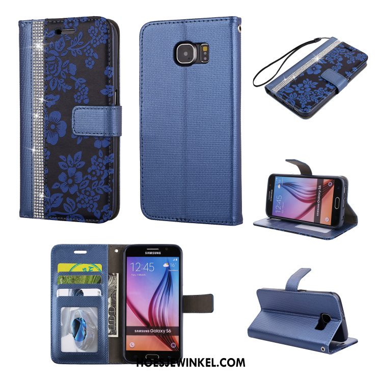 Samsung Galaxy S6 Hoesje All Inclusive Ster Hoes, Samsung Galaxy S6 Hoesje Clamshell Goud