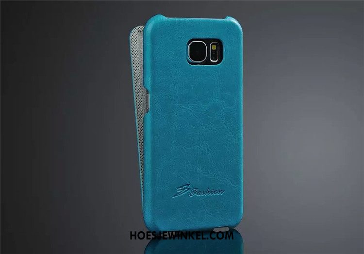 Samsung Galaxy S6 Hoesje Bescherming Hoes Ster, Samsung Galaxy S6 Hoesje Echt Leer Mobiele Telefoon Braun