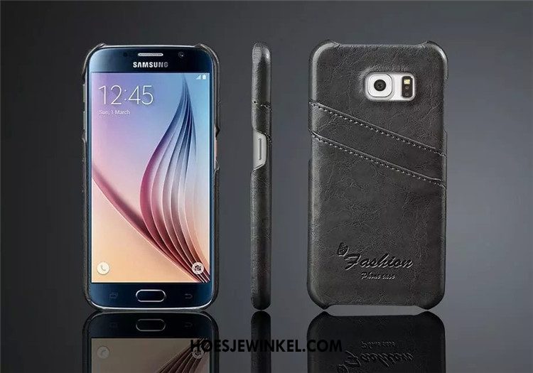 Samsung Galaxy S6 Hoesje Bescherming Hoes Ster, Samsung Galaxy S6 Hoesje Echt Leer Mobiele Telefoon Braun