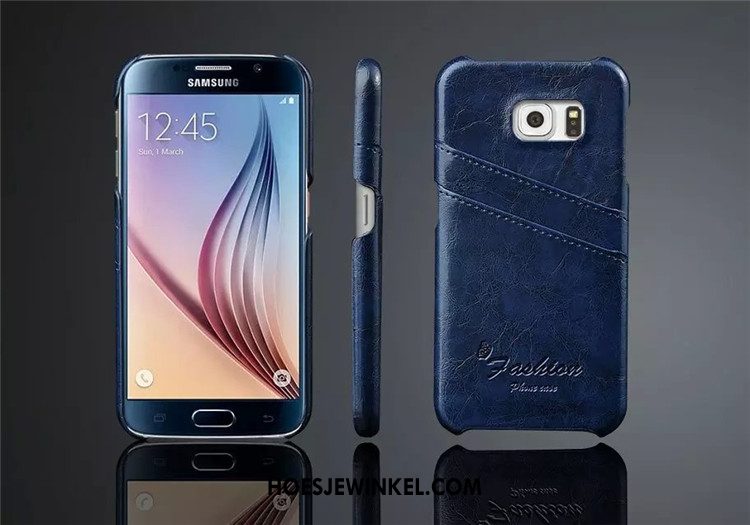 Samsung Galaxy S6 Hoesje Bescherming Hoes Ster, Samsung Galaxy S6 Hoesje Echt Leer Mobiele Telefoon Braun