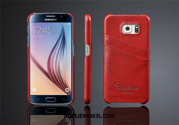 Samsung Galaxy S6 Hoesje Bescherming Hoes Ster, Samsung Galaxy S6 Hoesje Echt Leer Mobiele Telefoon Braun