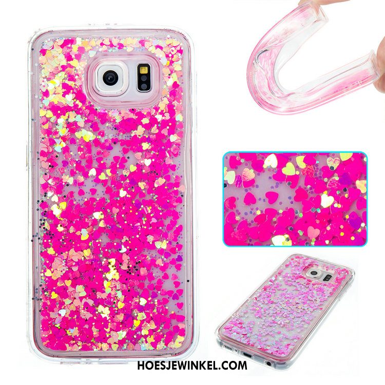 Samsung Galaxy S6 Hoesje Drijfzand Mobiele Telefoon Bescherming, Samsung Galaxy S6 Hoesje Ster Roze