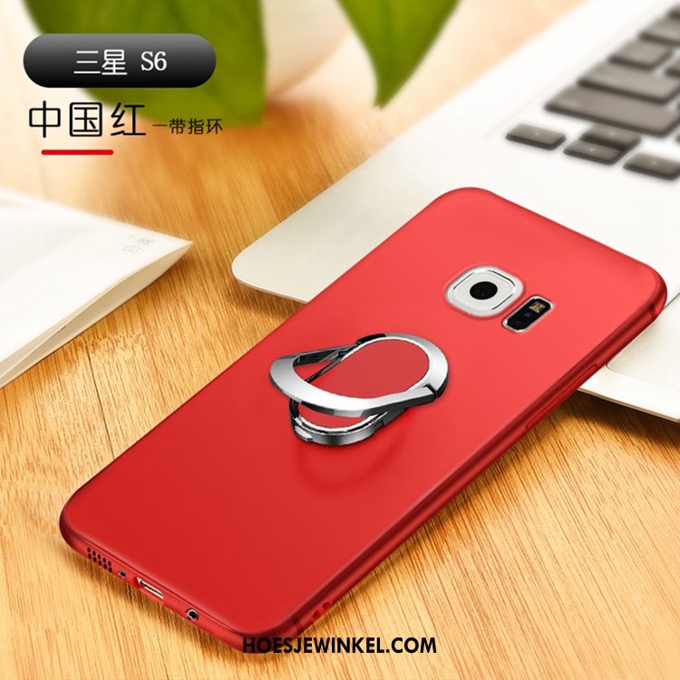 Samsung Galaxy S6 Hoesje Hoes Ring Ster, Samsung Galaxy S6 Hoesje Bescherming Rood