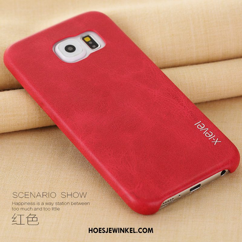 Samsung Galaxy S6 Hoesje Nieuw Leren Etui Anti-fall, Samsung Galaxy S6 Hoesje Hoes Diepe Kleur