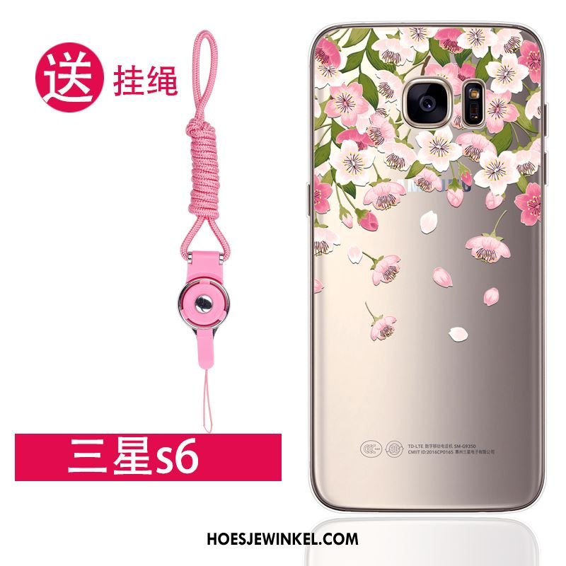 Samsung Galaxy S6 Hoesje Wit Ring Ster, Samsung Galaxy S6 Hoesje Bescherming Mobiele Telefoon