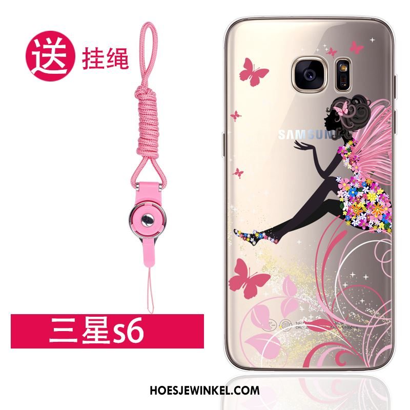 Samsung Galaxy S6 Hoesje Wit Ring Ster, Samsung Galaxy S6 Hoesje Bescherming Mobiele Telefoon