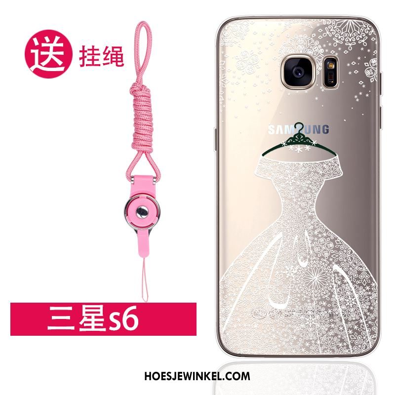 Samsung Galaxy S6 Hoesje Wit Ring Ster, Samsung Galaxy S6 Hoesje Bescherming Mobiele Telefoon