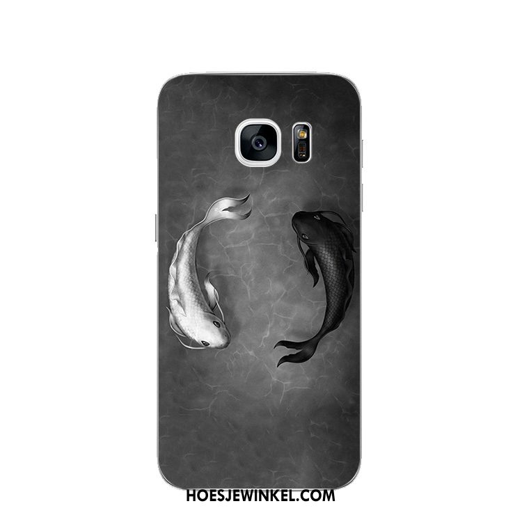 Samsung Galaxy S7 Edge Hoesje Siliconen Chinese Stijl Zwart, Samsung Galaxy S7 Edge Hoesje Ster Trend