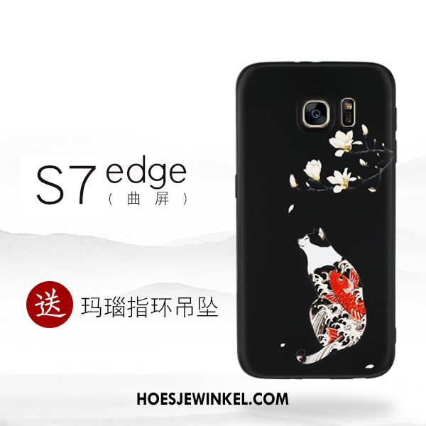 Samsung Galaxy S7 Edge Hoesje Zwart Mobiele Telefoon Ster, Samsung Galaxy S7 Edge Hoesje Hoes Scheppend