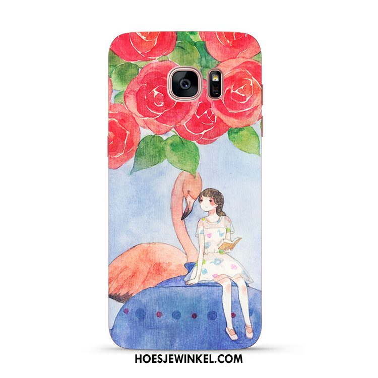 Samsung Galaxy S7 Hoesje Doorzichtig Rood Kunst, Samsung Galaxy S7 Hoesje Handbeschilderde Zacht