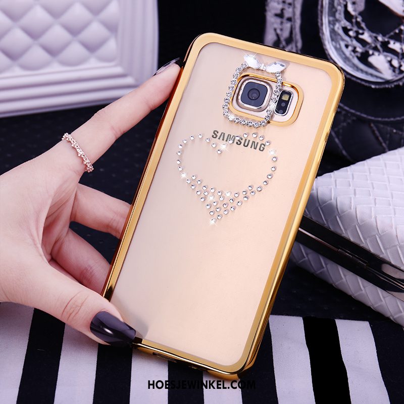 Samsung Galaxy S7 Hoesje Goud Doorzichtig Ster, Samsung Galaxy S7 Hoesje Bescherming Hoes