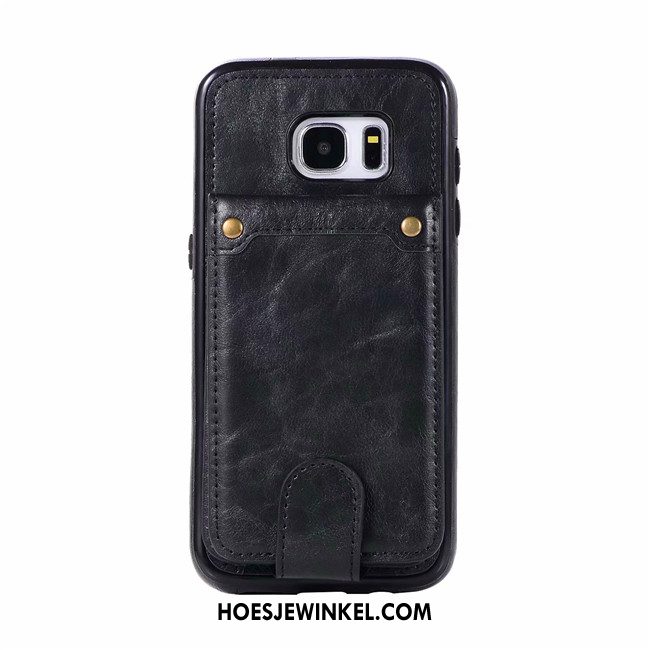 Samsung Galaxy S7 Hoesje Mobiele Telefoon Leren Etui Kaart, Samsung Galaxy S7 Hoesje Folio Grijs