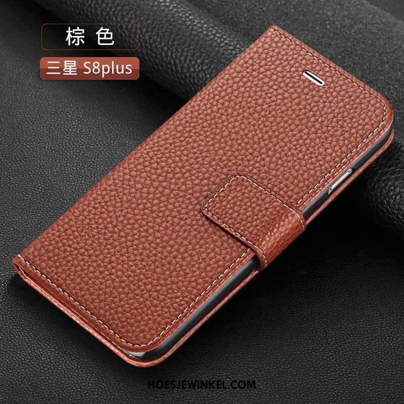 Samsung Galaxy S8+ Hoesje Hoes Ster Mobiele Telefoon, Samsung Galaxy S8+ Hoesje Rood Leren Etui