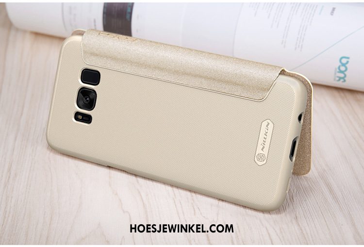 Samsung Galaxy S8 Hoesje Leren Etui Mobiele Telefoon Goud, Samsung Galaxy S8 Hoesje Bescherming Echte