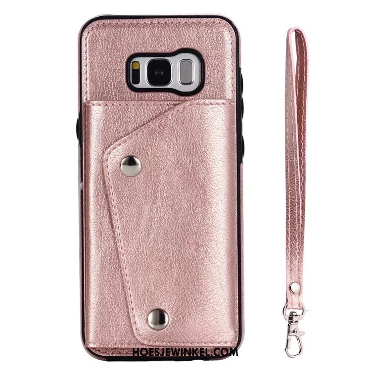 Samsung Galaxy S8+ Hoesje Leren Etui Portemonnee Mobiele Telefoon, Samsung Galaxy S8+ Hoesje Zwart Kaart Tas