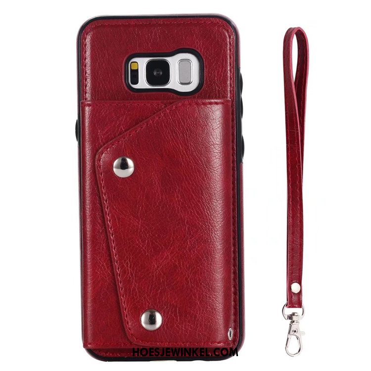 Samsung Galaxy S8+ Hoesje Leren Etui Portemonnee Mobiele Telefoon, Samsung Galaxy S8+ Hoesje Zwart Kaart Tas