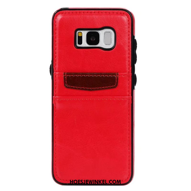 Samsung Galaxy S8+ Hoesje Rood Mobiele Telefoon Anti-fall, Samsung Galaxy S8+ Hoesje Leren Etui Scheppend