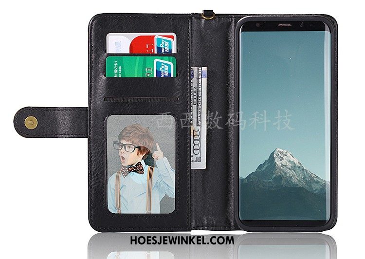 Samsung Galaxy S8+ Hoesje Rood Mobiele Telefoon Folio, Samsung Galaxy S8+ Hoesje Anti-fall Kaart Tas