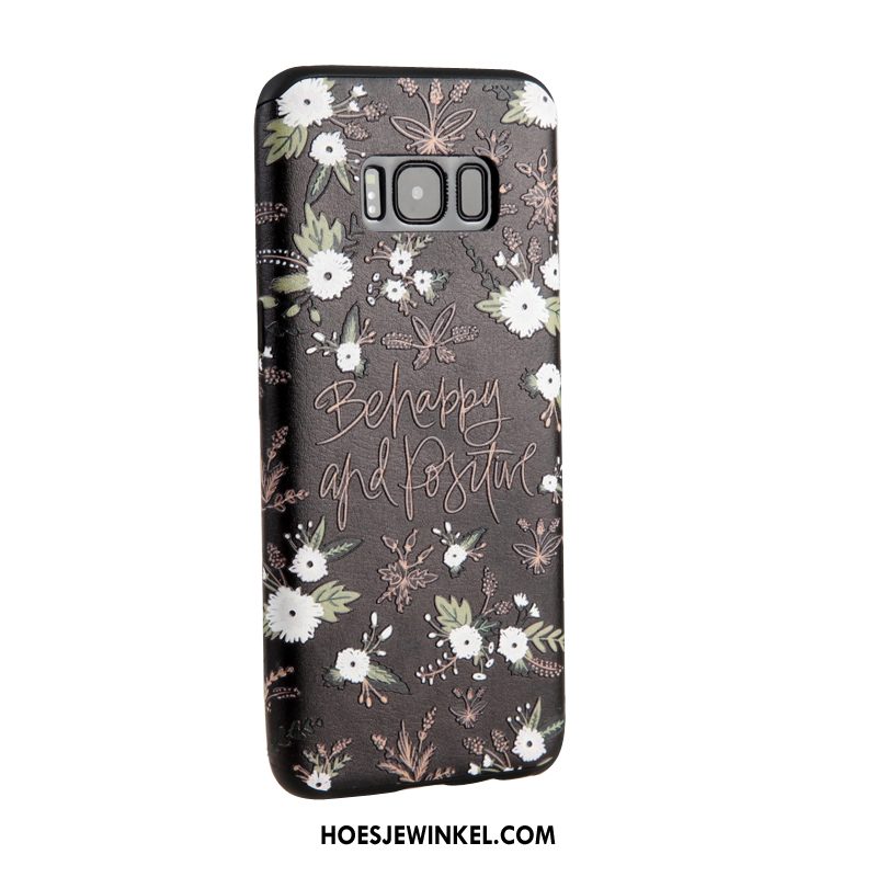 Samsung Galaxy S8+ Hoesje Ster Wit Zacht, Samsung Galaxy S8+ Hoesje Reliëf Bloemen