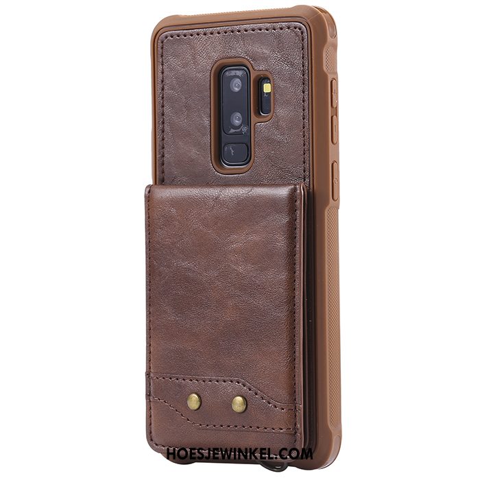 Samsung Galaxy S9+ Hoesje Anti-fall Kaart Mobiele Telefoon, Samsung Galaxy S9+ Hoesje Rood Leren Etui