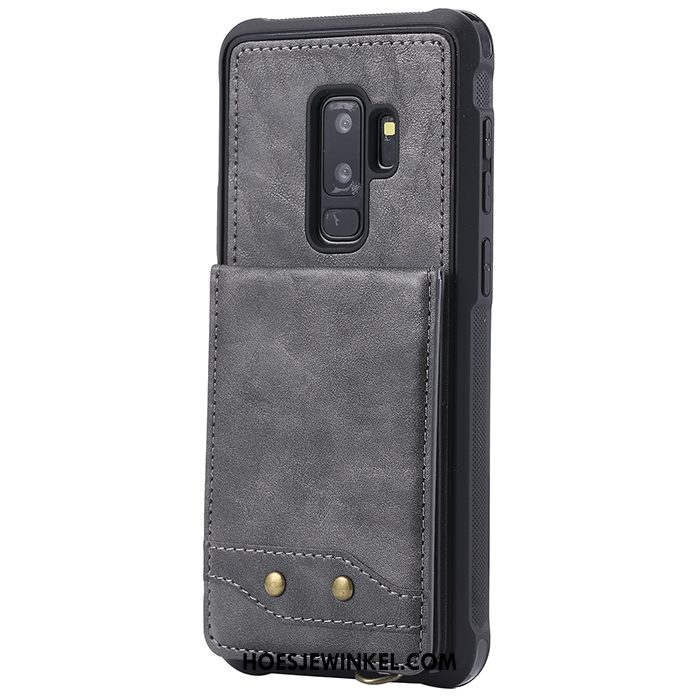 Samsung Galaxy S9+ Hoesje Anti-fall Kaart Mobiele Telefoon, Samsung Galaxy S9+ Hoesje Rood Leren Etui