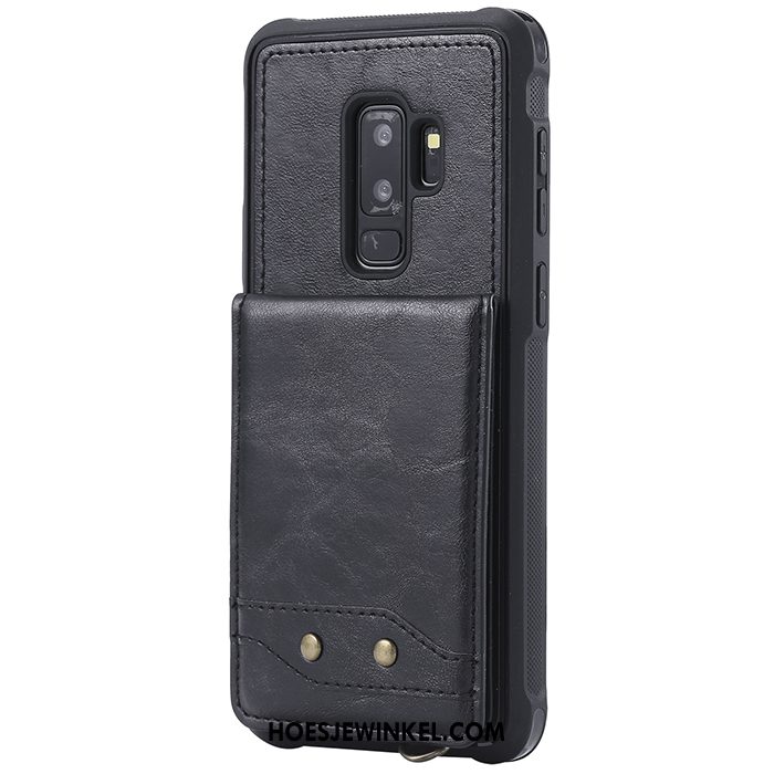 Samsung Galaxy S9+ Hoesje Anti-fall Kaart Mobiele Telefoon, Samsung Galaxy S9+ Hoesje Rood Leren Etui