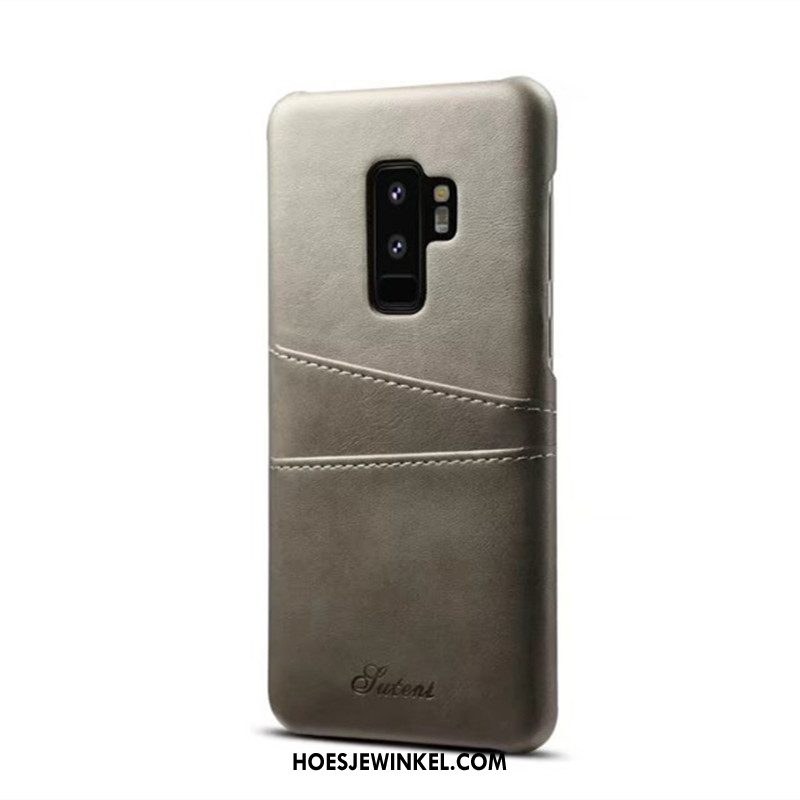 Samsung Galaxy S9+ Hoesje Anti-fall Kaart Ster, Samsung Galaxy S9+ Hoesje Geel Leren Etui