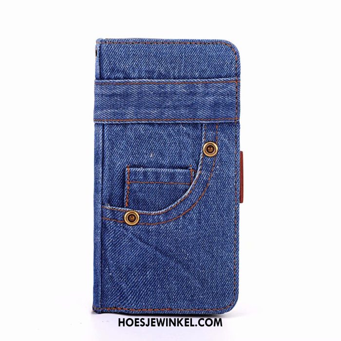 Samsung Galaxy S9+ Hoesje Bescherming Denim Leren Etui, Samsung Galaxy S9+ Hoesje Mobiele Telefoon Blauw