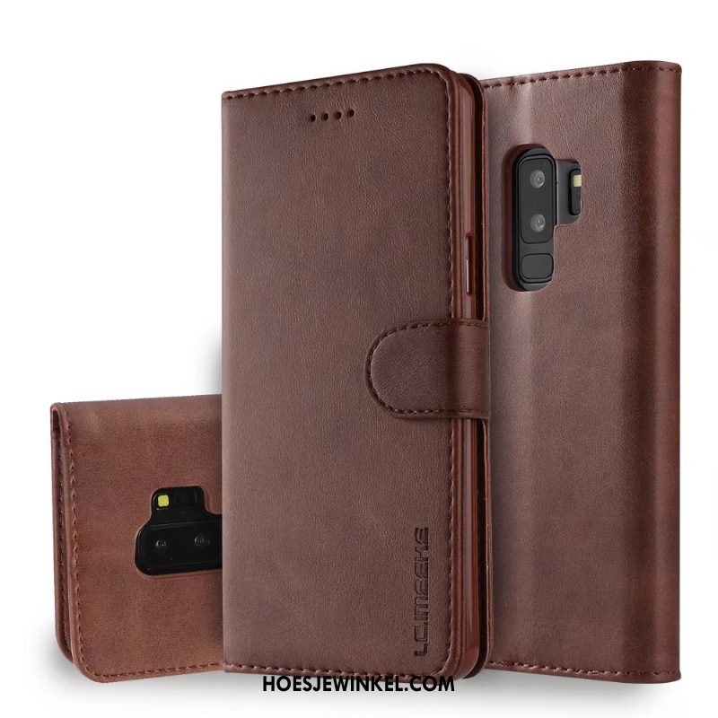 Samsung Galaxy S9+ Hoesje Bescherming Ster Leren Etui, Samsung Galaxy S9+ Hoesje Anti-fall Bedrijf