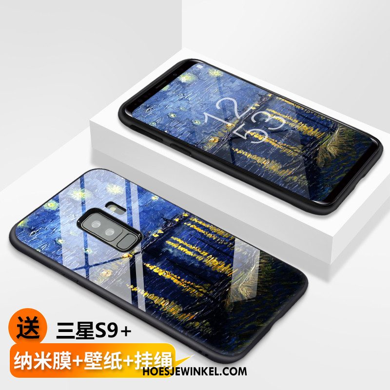 Samsung Galaxy S9+ Hoesje Chinese Stijl Hanger Zacht, Samsung Galaxy S9+ Hoesje Scheppend Blauw