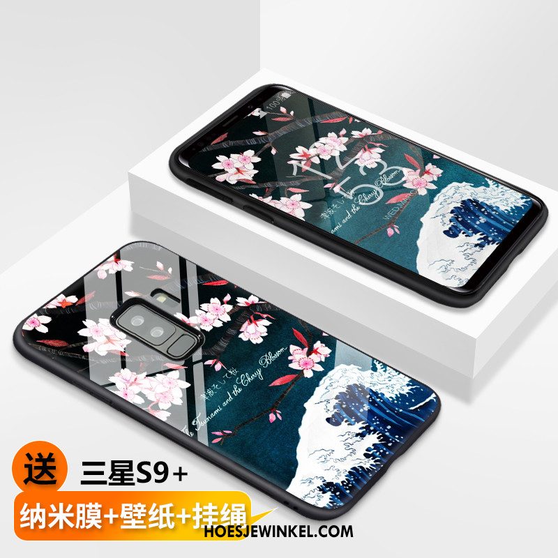 Samsung Galaxy S9+ Hoesje Chinese Stijl Hanger Zacht, Samsung Galaxy S9+ Hoesje Scheppend Blauw