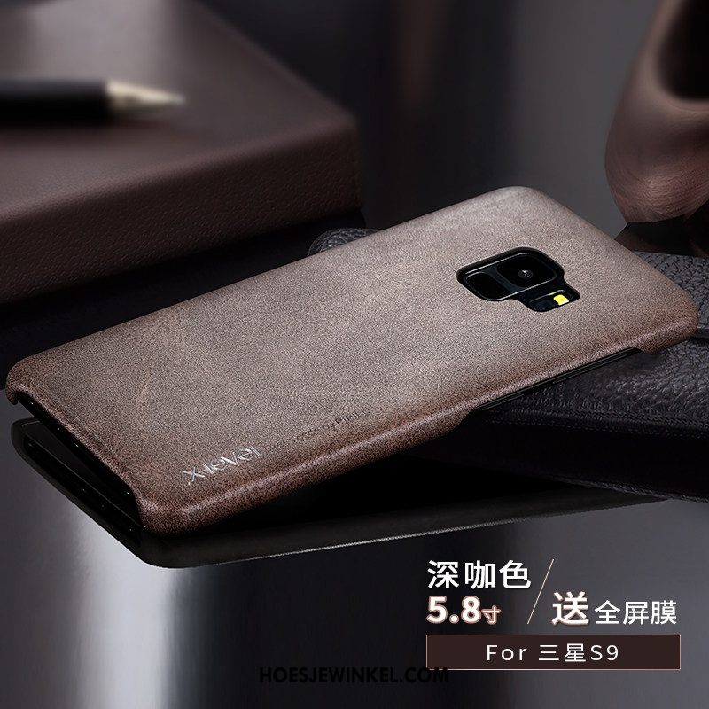 Samsung Galaxy S9 Hoesje Grijs Anti-fall Scheppend, Samsung Galaxy S9 Hoesje Leren Etui Dun