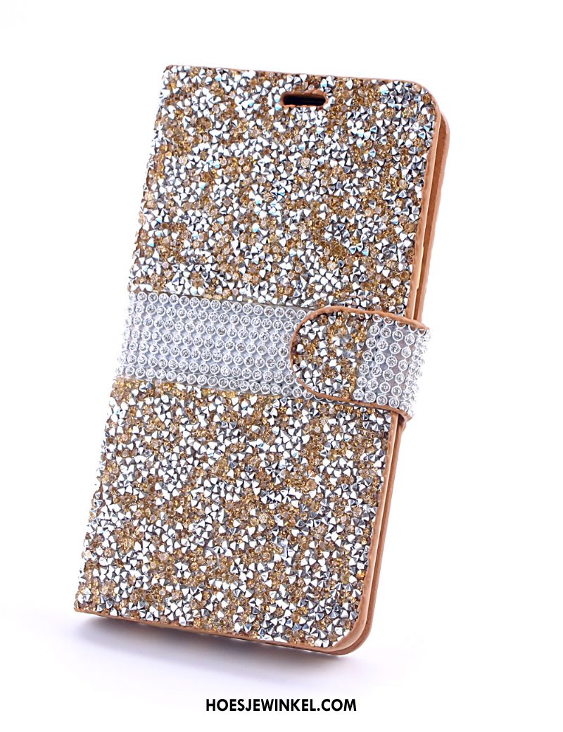 Samsung Galaxy S9+ Hoesje Hoes Ster Blauw, Samsung Galaxy S9+ Hoesje Leren Etui Met Strass