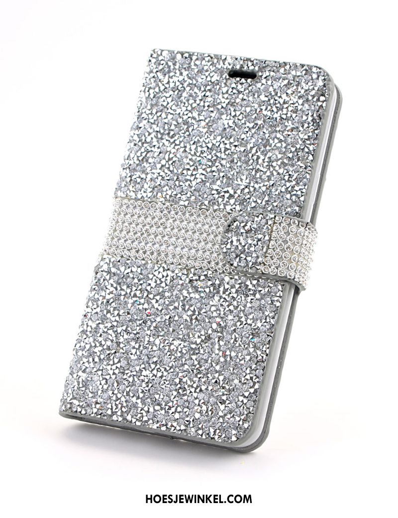 Samsung Galaxy S9+ Hoesje Hoes Ster Blauw, Samsung Galaxy S9+ Hoesje Leren Etui Met Strass