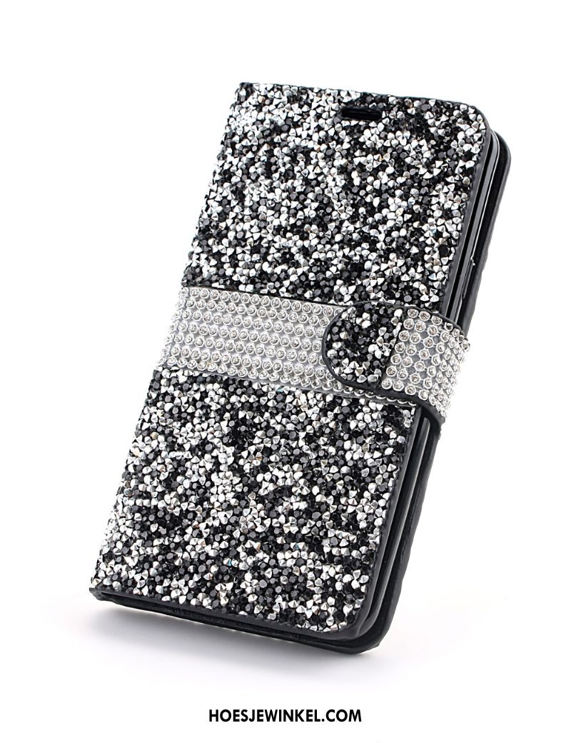 Samsung Galaxy S9+ Hoesje Hoes Ster Blauw, Samsung Galaxy S9+ Hoesje Leren Etui Met Strass