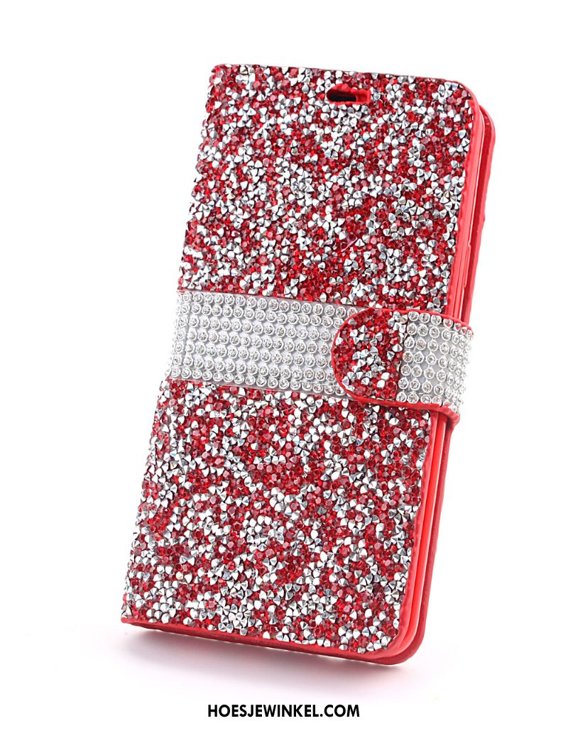 Samsung Galaxy S9+ Hoesje Hoes Ster Blauw, Samsung Galaxy S9+ Hoesje Leren Etui Met Strass