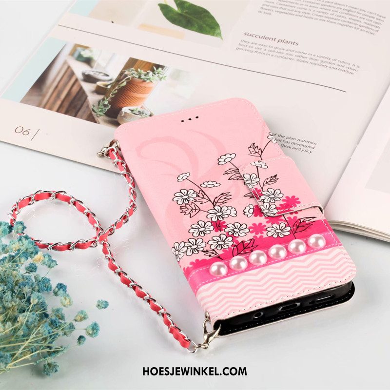 Samsung Galaxy S9+ Hoesje Leren Etui Portemonnee Folio, Samsung Galaxy S9+ Hoesje Bloemen Kaart