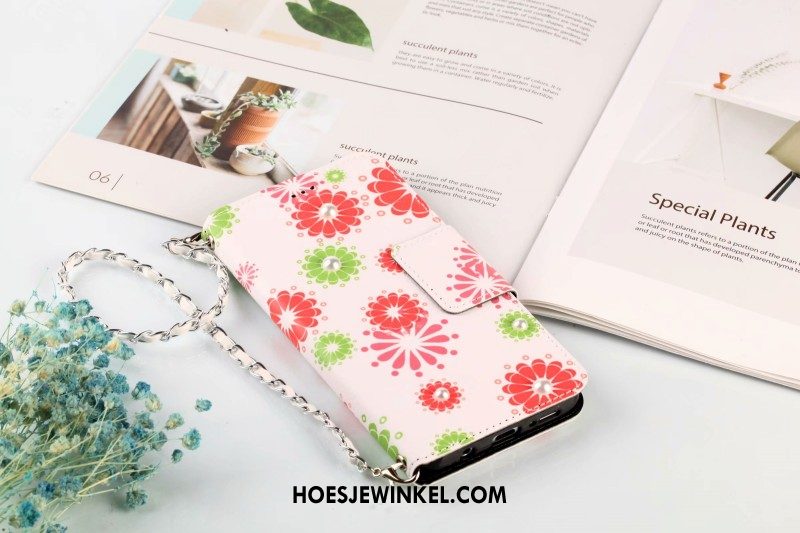 Samsung Galaxy S9+ Hoesje Leren Etui Portemonnee Folio, Samsung Galaxy S9+ Hoesje Bloemen Kaart