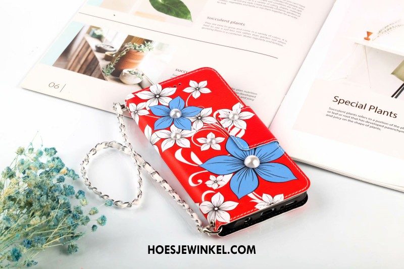 Samsung Galaxy S9+ Hoesje Leren Etui Portemonnee Folio, Samsung Galaxy S9+ Hoesje Bloemen Kaart