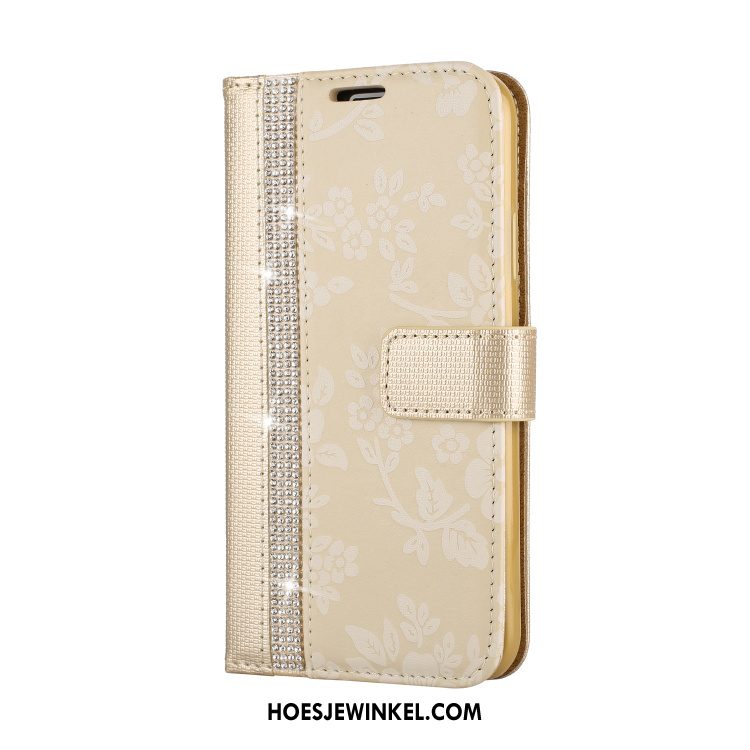 Samsung Galaxy S9+ Hoesje Met Strass Leren Etui Mobiele Telefoon, Samsung Galaxy S9+ Hoesje Anti-fall Rood