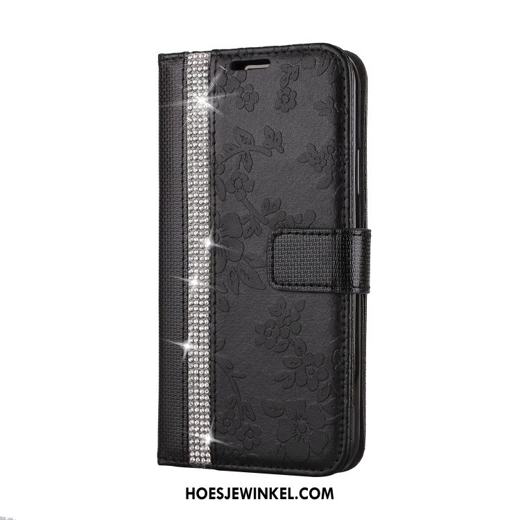 Samsung Galaxy S9+ Hoesje Met Strass Leren Etui Mobiele Telefoon, Samsung Galaxy S9+ Hoesje Anti-fall Rood