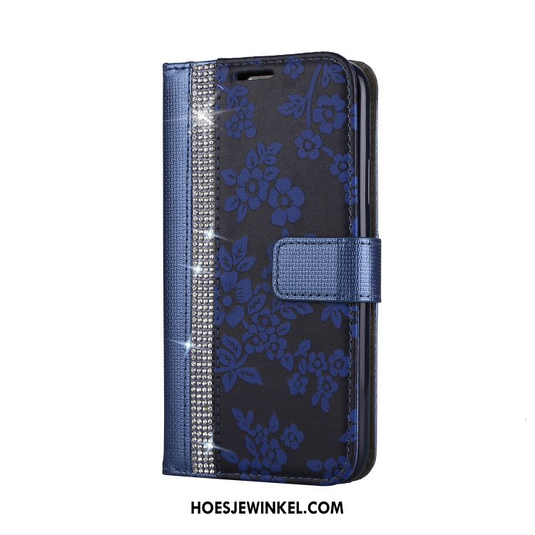 Samsung Galaxy S9+ Hoesje Met Strass Leren Etui Mobiele Telefoon, Samsung Galaxy S9+ Hoesje Anti-fall Rood